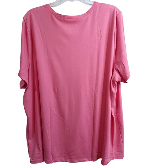 NEW WOMAN WITHIN Top Blouse Plus 2X 26/28 Eyelet Inset Short Sleeves Comfort - Picture 2 of 8